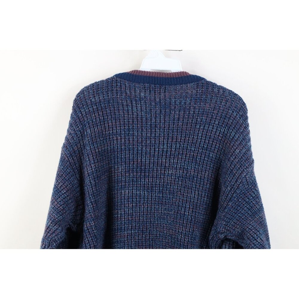 Vintage 90s Streetwear Mens Large Blank Chunky Ribbed Knit Crewneck Sweater - Picture 9 of 10